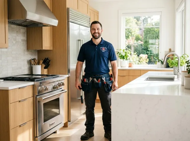 Appliance Repair Hero technician in a Anderson, TX kitchen after an appliance repair
